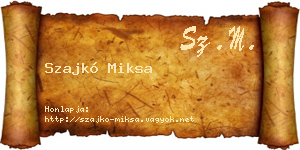 Szajkó Miksa névjegykártya